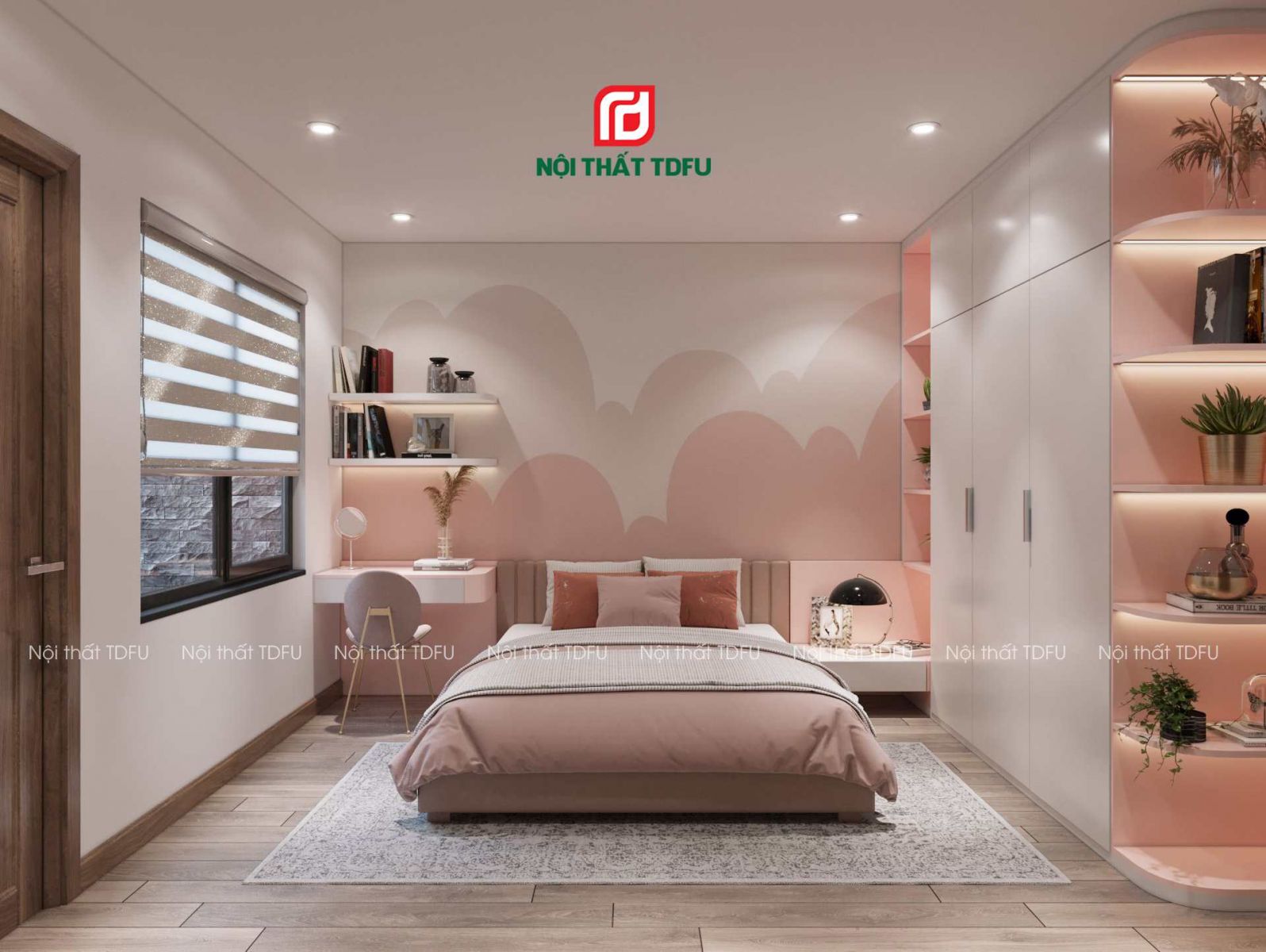 Thiết kế nội thất phòng ngủ bé gái chị Linh - Phương Khê, Kiến An